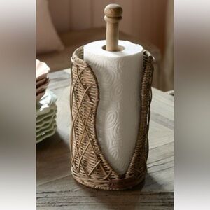 Rustic Rattan Kitchen Roll Holder